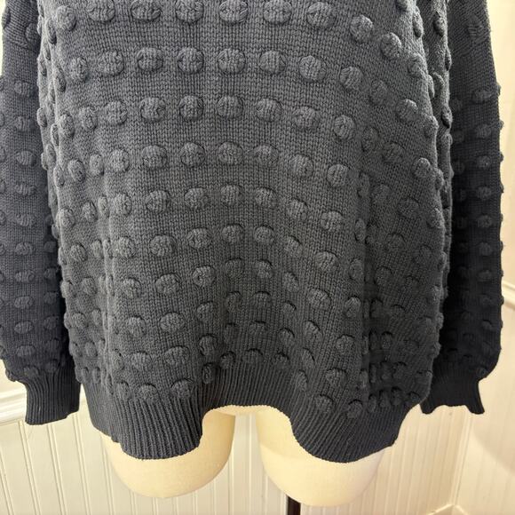 Loralette Plus Size 3X Sweater Allover 3D Bobble Crew Neck Balloon Sleeve Black - Picture 12 of 14